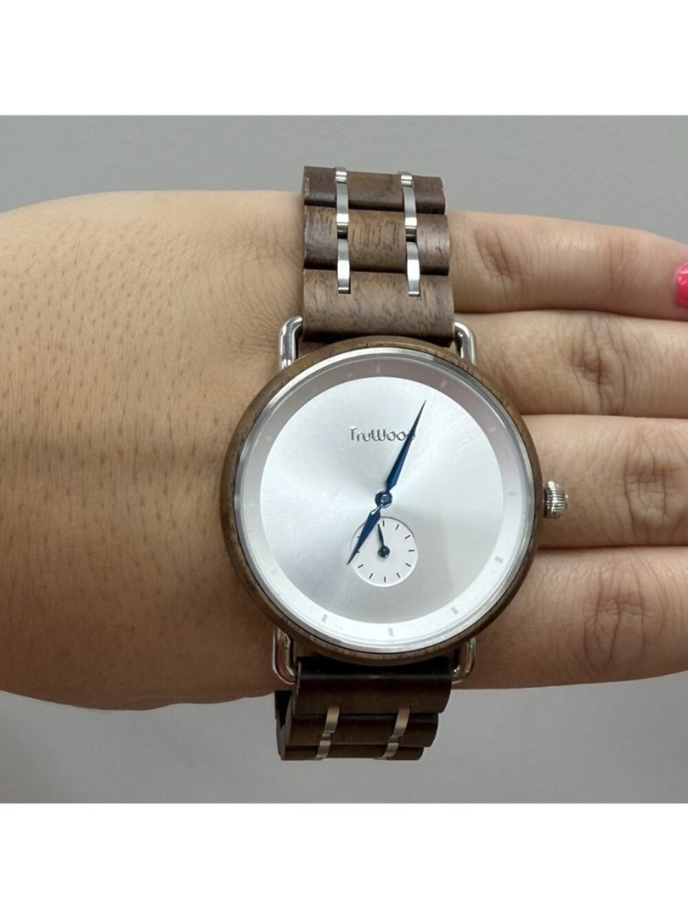 Truwood Titan Dune Walnut Wood Wrist Watch With Silver Metal Face